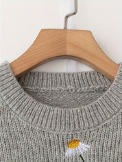 Beatrix Montclair | Daisy Embroidered Sweater With Long Sleeves For Women