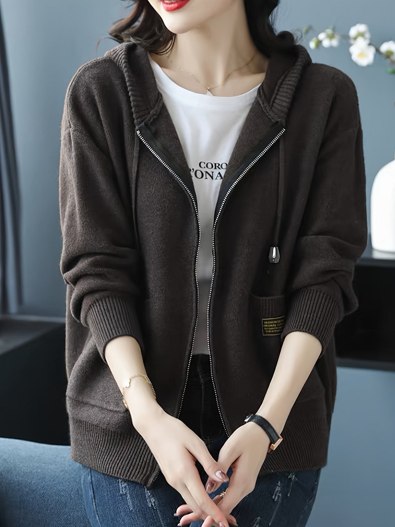 Marceline Dupraz | Cozy Zip-Up Hooded Sweater For Women