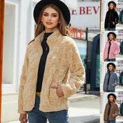 Isabeau Renard | Checkerboard Plush Teddy Jacket For Women