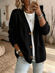 Aurora Pendleton | Oversized V-Neck Button Knit Cardigan For Women