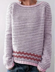 Tallulah Loxton | Striped Zigzag Hem Knit Sweater For Women