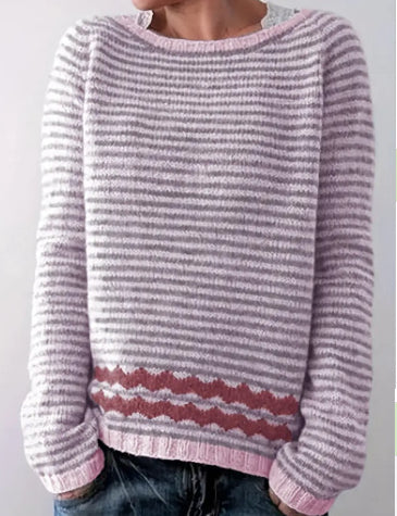 Tallulah Loxton | Striped Zigzag Hem Knit Sweater For Women