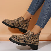 Marceline Dufort | Leopard Print Ankle Boots with Side Zipper