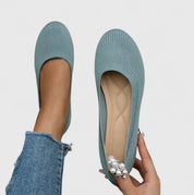 Elspeth Mourning | Black Knit Ballet Flats with Ergonomic Sole