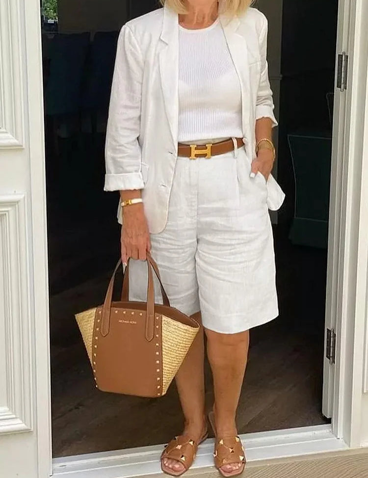 Charlotte Beaumont | Linen Blazer Shorts Set For Women