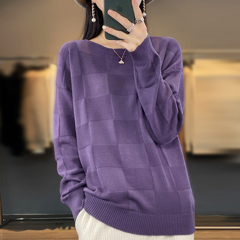 Lucette Harmond | Plaid Knit Sweater For Women