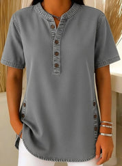 Claire Whitfield | Denim V-Neck Short-Sleeve Top For Women