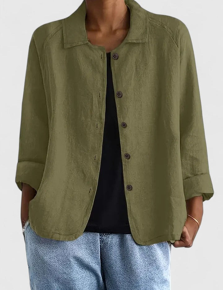 Théodora Wentbridge | Pink Linen-Blend Button-Front Shirt