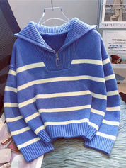 Perrine Duchamp | Striped Quarter-Zip Sweater For Women