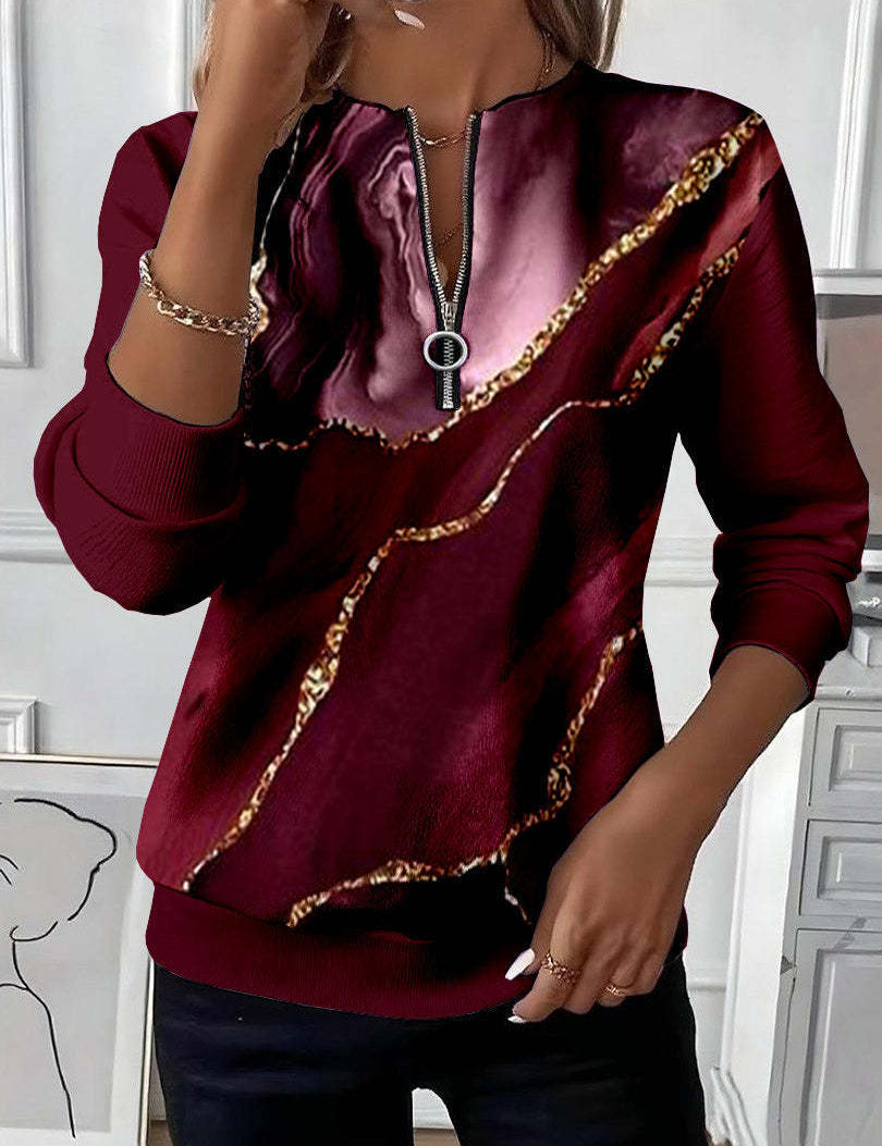Charlotte Dubois | Abstract Print Half-Zip Top For Women