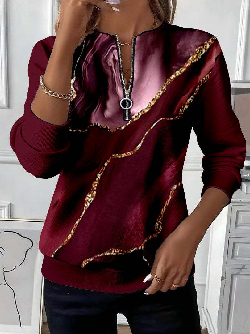 Charlotte Dubois | Abstract Print Half-Zip Top For Women