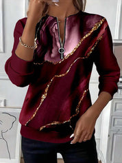 Charlotte Dubois | Abstract Print Half-Zip Top For Women