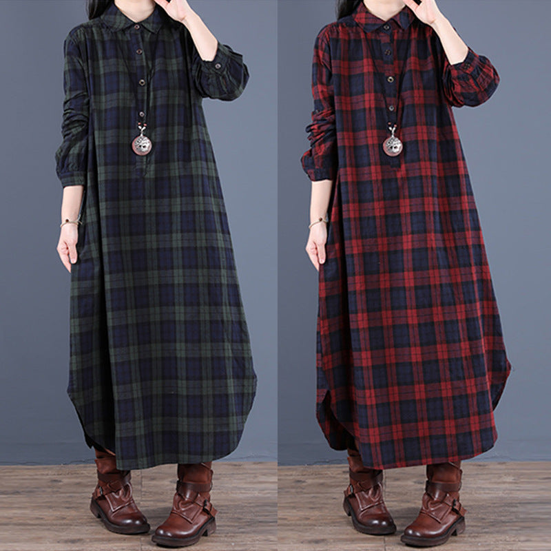 Elodie Marchand | Plaid Shirt Maxi Dress For Women