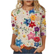 Isadora Winslow | 3D Floral Print Round Neck Top For Women