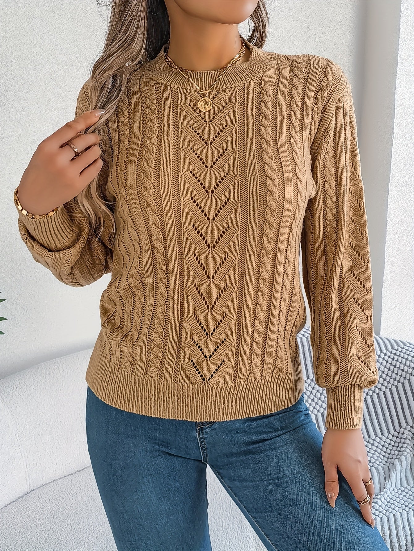 Camilla Winterbourne | Cable-Knit Textured Sweater For Women