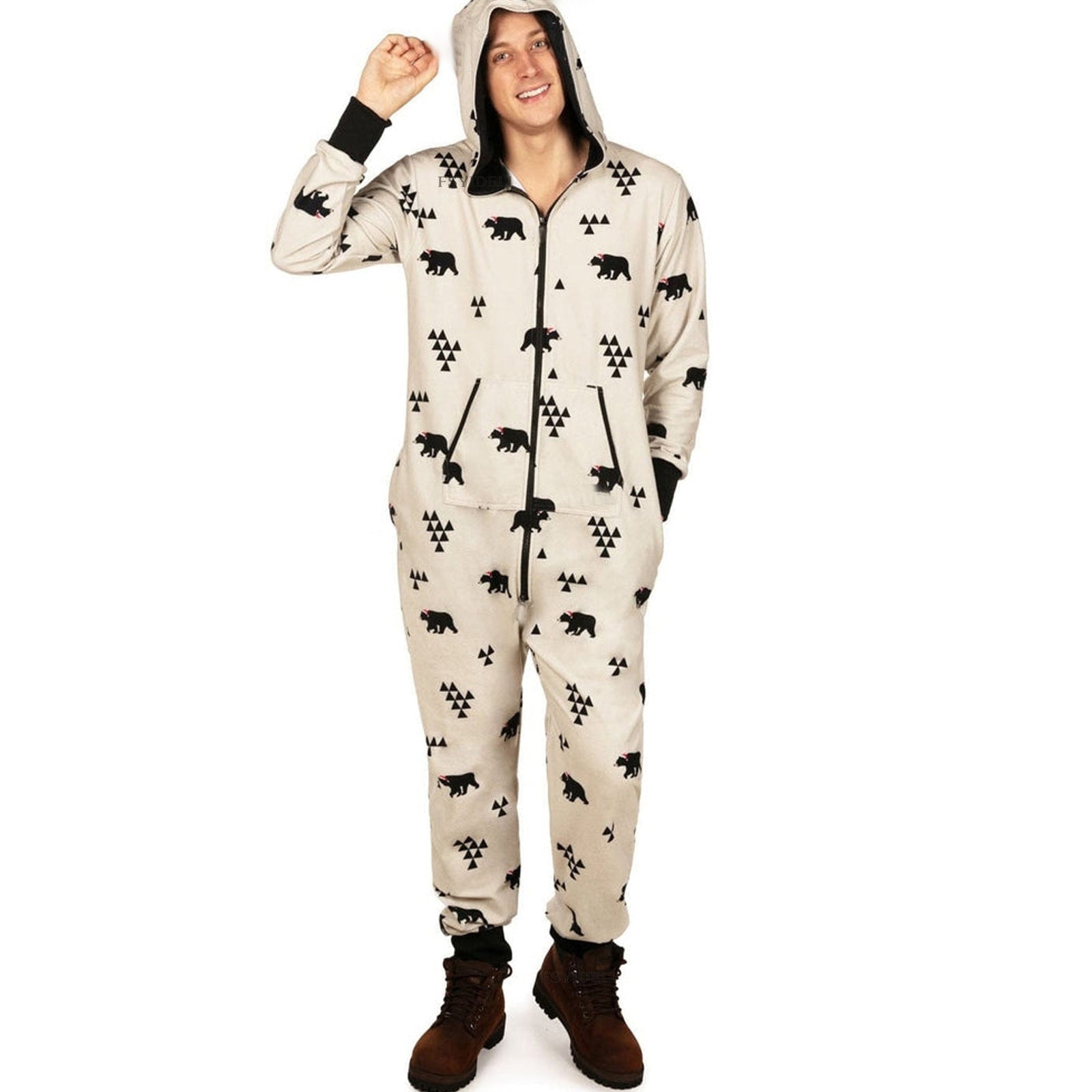 Joy | Black Candy Cane Christmas Pajamas Unisex & Couples