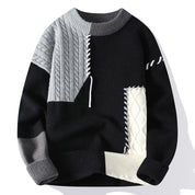 Abel Goldley | Patchwork Knit Crew Neck Sweater For Men