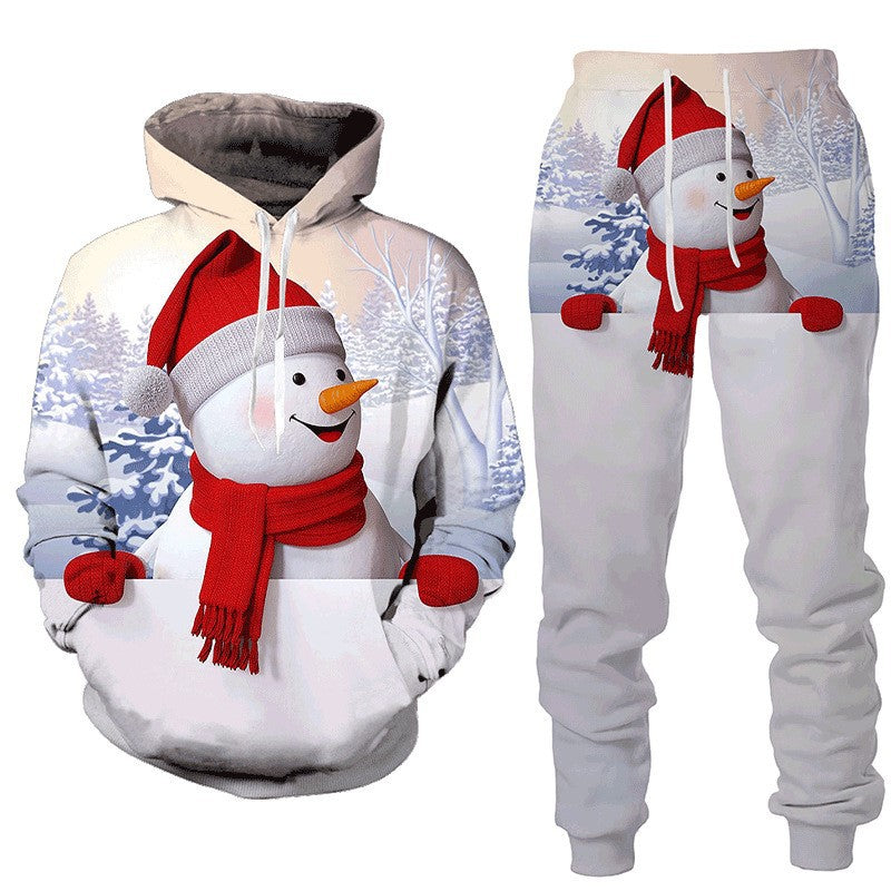 Frost Buddy | Blue Snowman Print Christmas Hoodie For Men