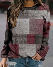 Simone Beaumont | Colorblock Plaid Crew Neck Sweater For Women