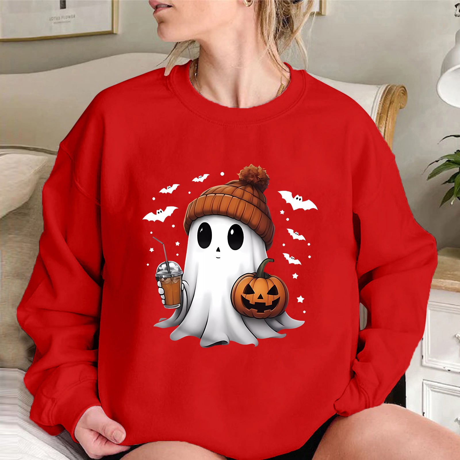 Rosamund Kingsley | Halloween Ghost Print Sweatshirt For Women