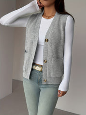 Naomi Chastellain | Buttoned V-Neck Sweater Vest