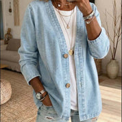 Liliane Castagne | V-Neck Linen Blouse For Women
