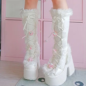 Odalys Sterling | Fur-Trim Platform Knee-High Boots For Women