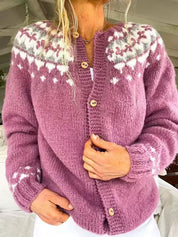 Anouk Beaulieu | Color-Block Fair Isle Knit Cardigan For Women
