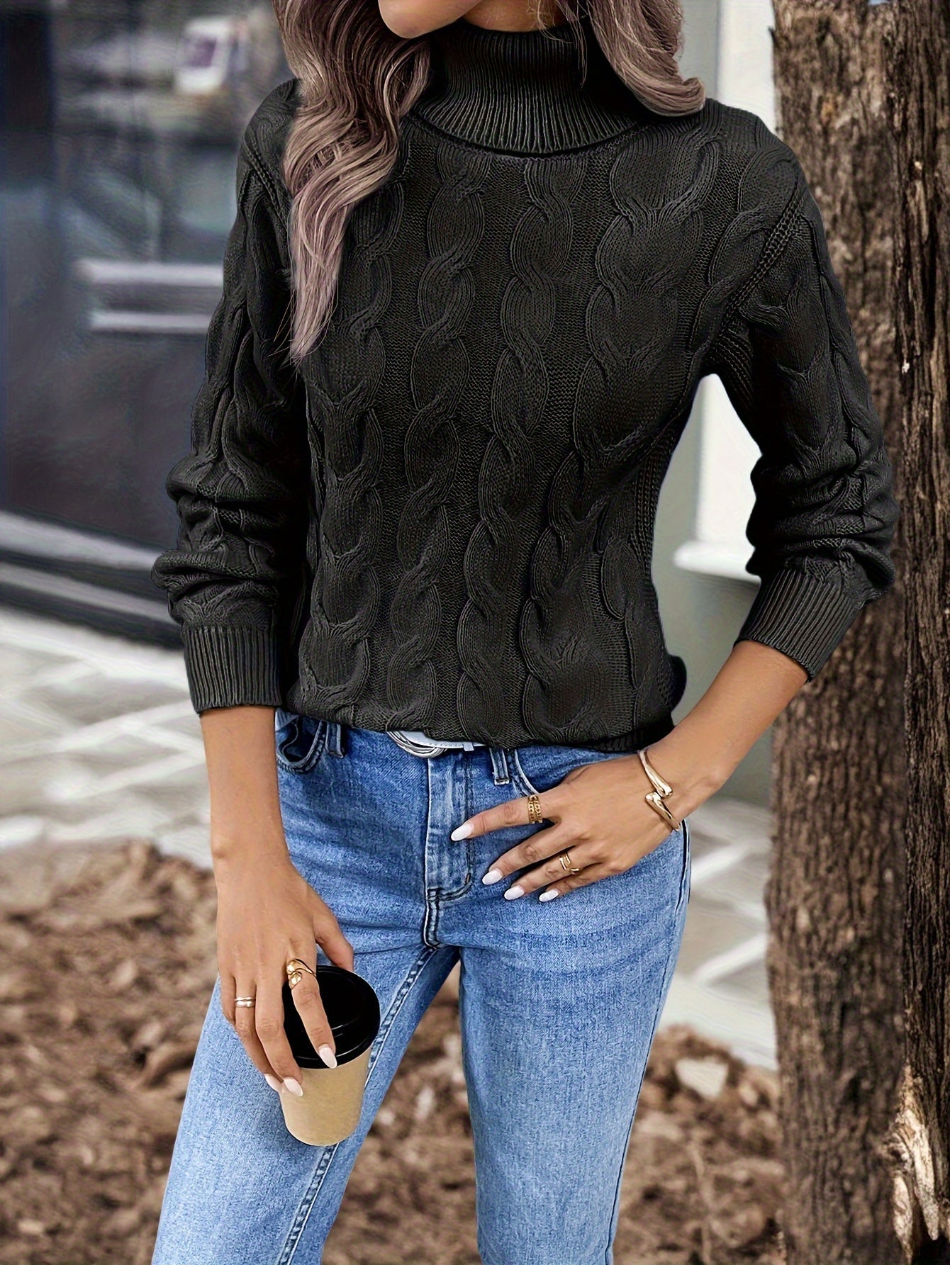 Éloise Vandermeer | Cozy Cable-Knit Turtleneck Sweater For Women