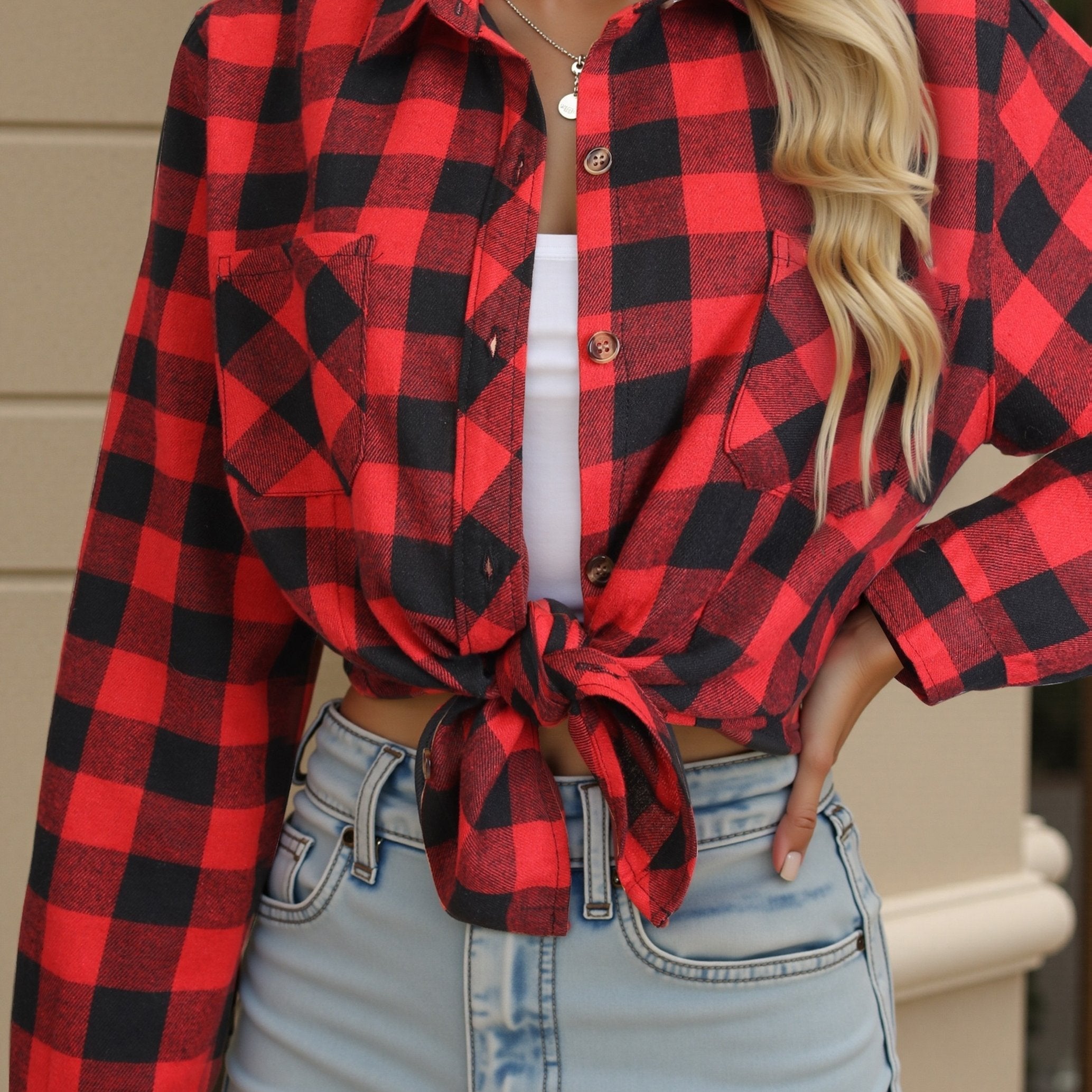 Fiorella Duquesne | Buffalo Check Shirt With Tie-Front Styling