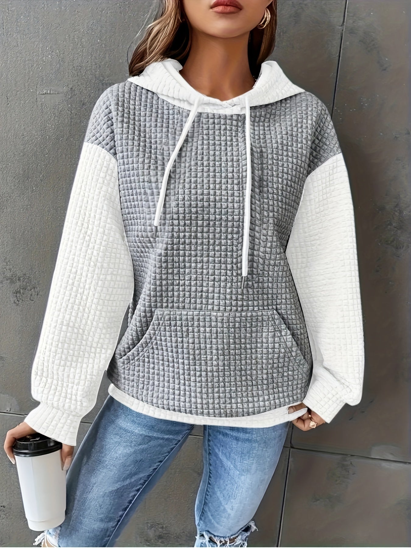 Harper Sinclair | Two-Tone Waffle-Knit Hoodie For Women