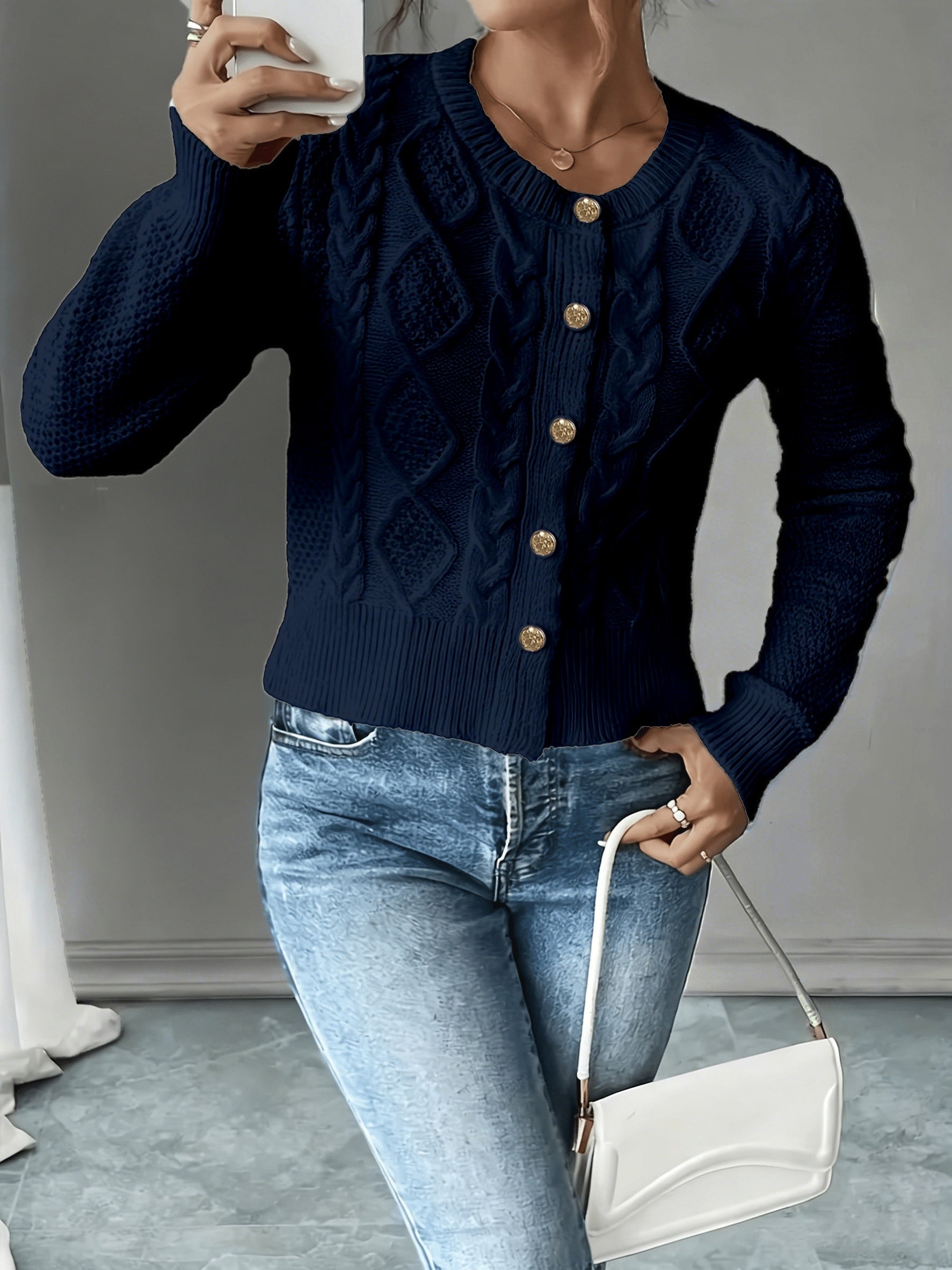 Vittoria Rossignol | Cable-Knit Button-Front Cardigan For Women