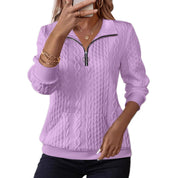 Roxane Fontenelle | Quilted Half-Zip Pullover Sweater For Women