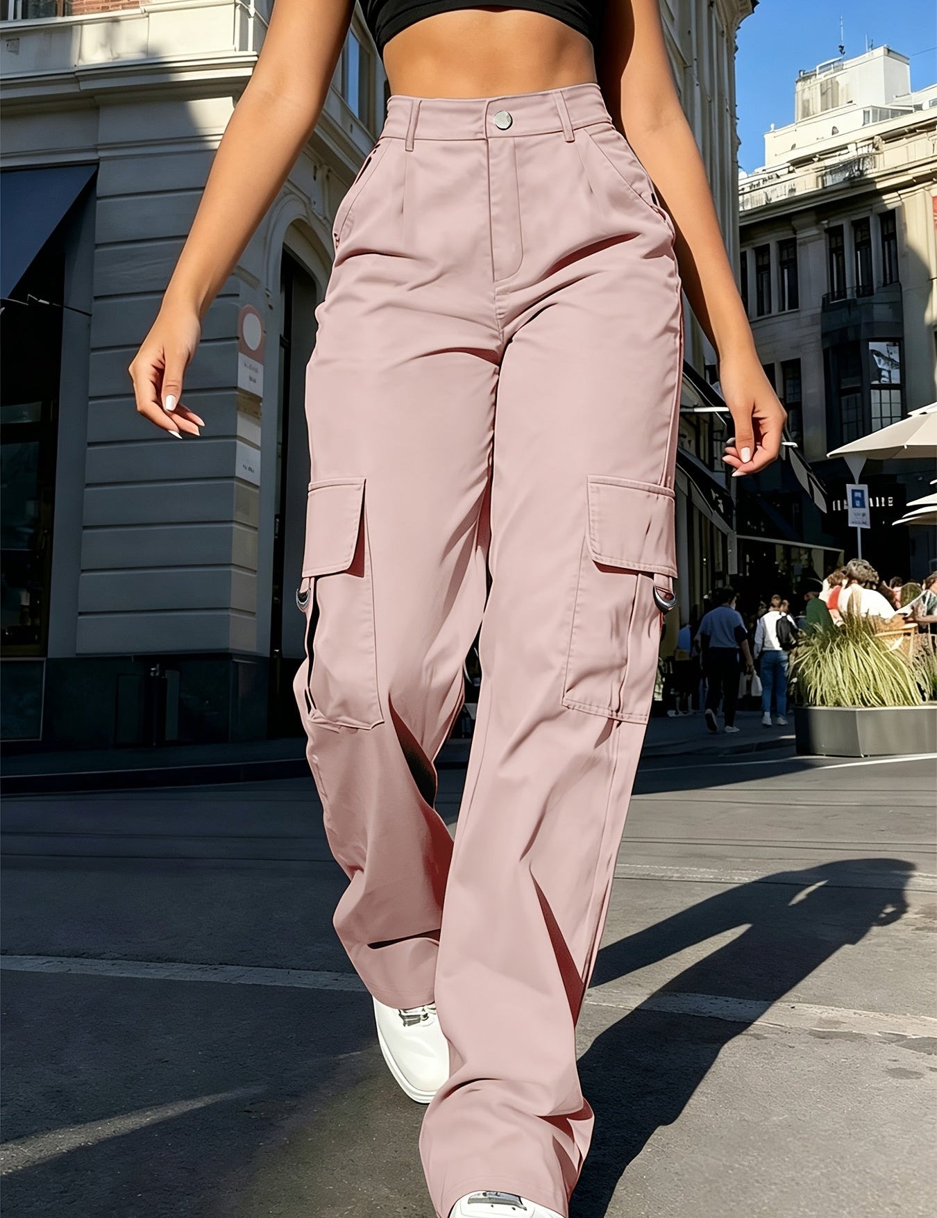 Sabine Hollande | High-Waisted Wide-Leg Cargo Pants For Women