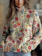 Marianne Castellucci | Floral-Print Turtleneck Sweater For Women