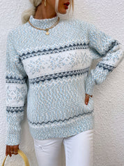 Solange Berthier | Cozy Snowflake Mock-Neck Sweater For Women