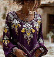 Ines Delacourt | Floral Embroidered Boho Blouse For Women