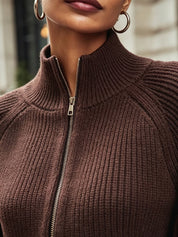 Isadora Pelletier | Puff-Sleeve Zip-Up Sweater For Women