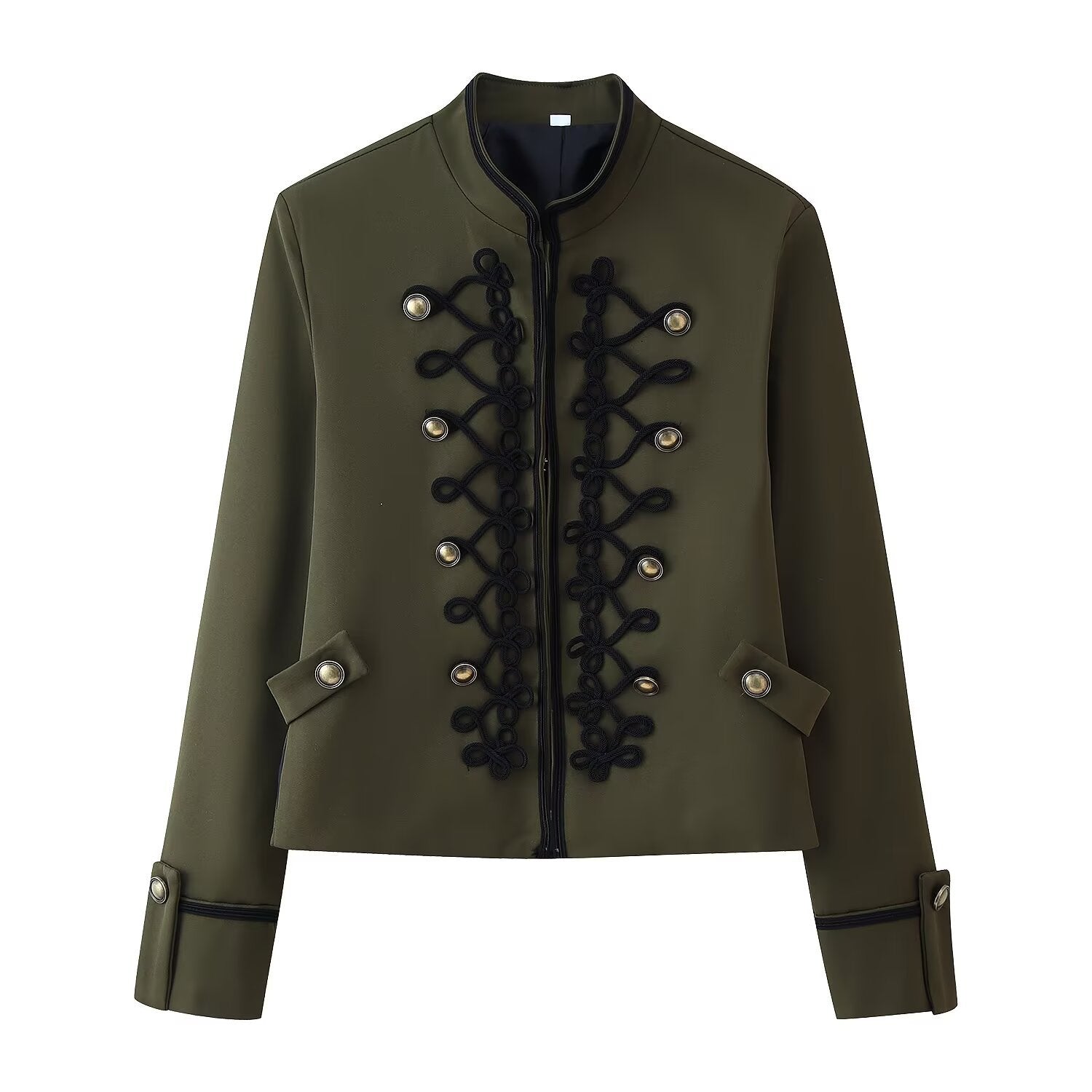Helene Cadieux | Military-Style Cropped Jacket With Braided Trim For Women