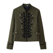 Helene Cadieux | Military-Style Cropped Jacket With Braided Trim For Women
