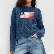 Monroe Aldridge | American Flag Cable Knit Sweater For Women