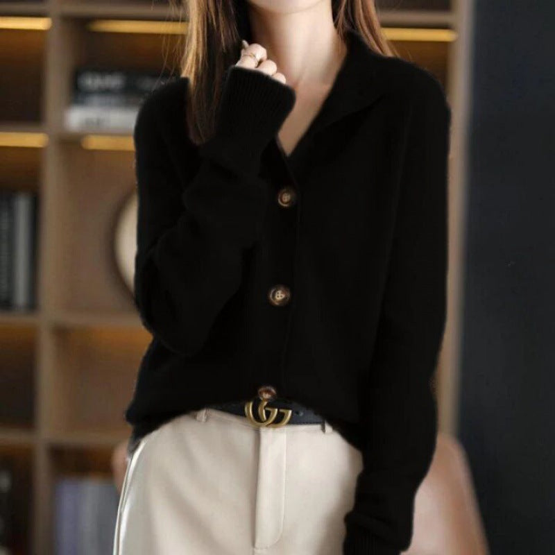 Celeste Armand | Stand Collar Knitted Cardigan Sweater For Women