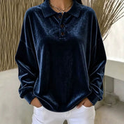 Lucille Bernard | Velvet Polo Top For Women