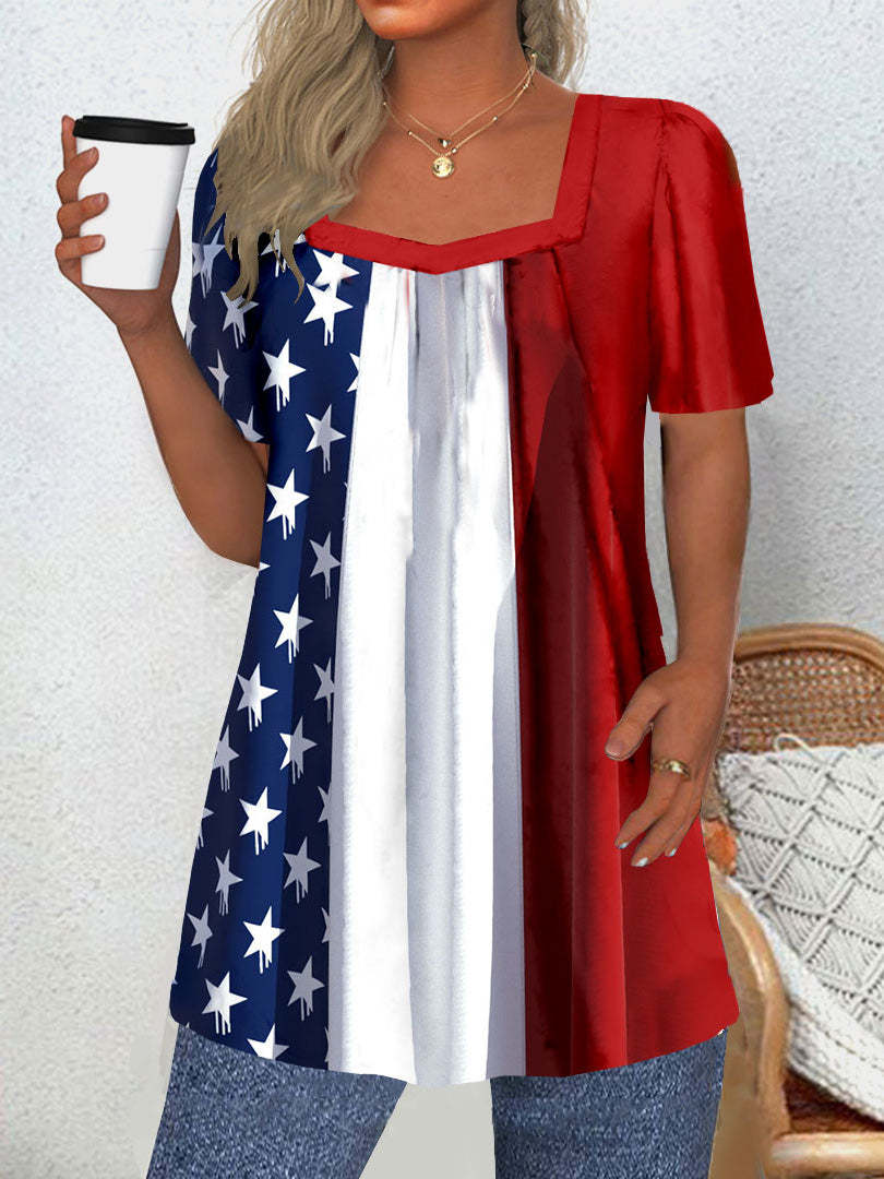 Dominique Fairweather | American Flag Print Top For Women