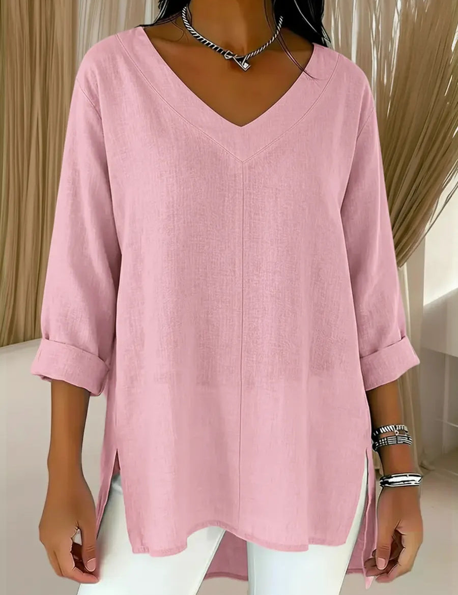 Flannery Dalshaw | Red Loose V-Neck Knit Sweater For Women