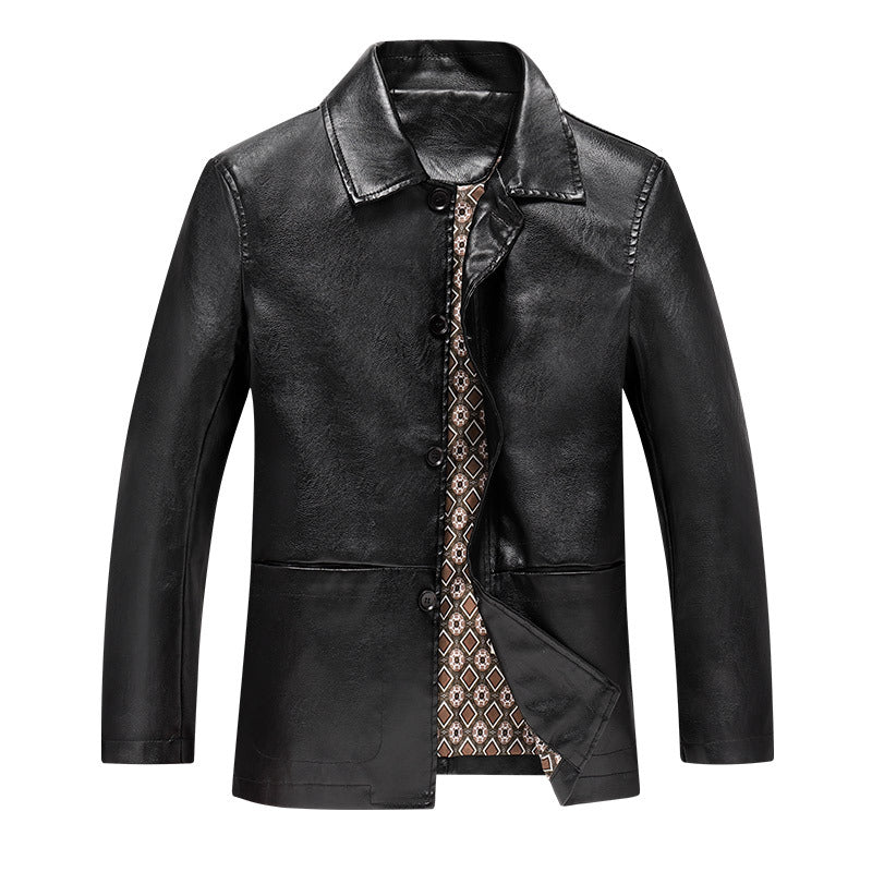Ike Langbridge | Shirt-Collar Leather-Look Jacket For Men