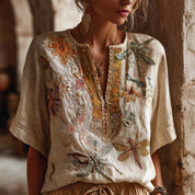 Francesca Marchetti | Floral Embroidered Boho Blouse For Women