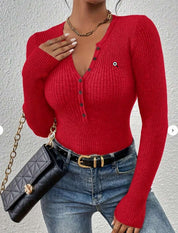Léa Chantelle | Front-Button Ribbed Knit Sweater For Women