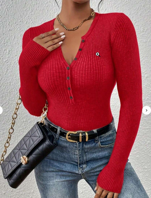 Léa Chantelle | Front-Button Ribbed Knit Sweater For Women