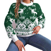 Candy Cane | Red Reindeer Fair Isle Christmas Sweater For Women